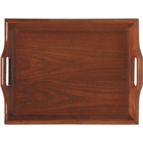 Rectangular Plastic Room Service Tray, Mahogany